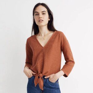 Madewell Texture & Thread Long-Sleeve Tie-Front Top